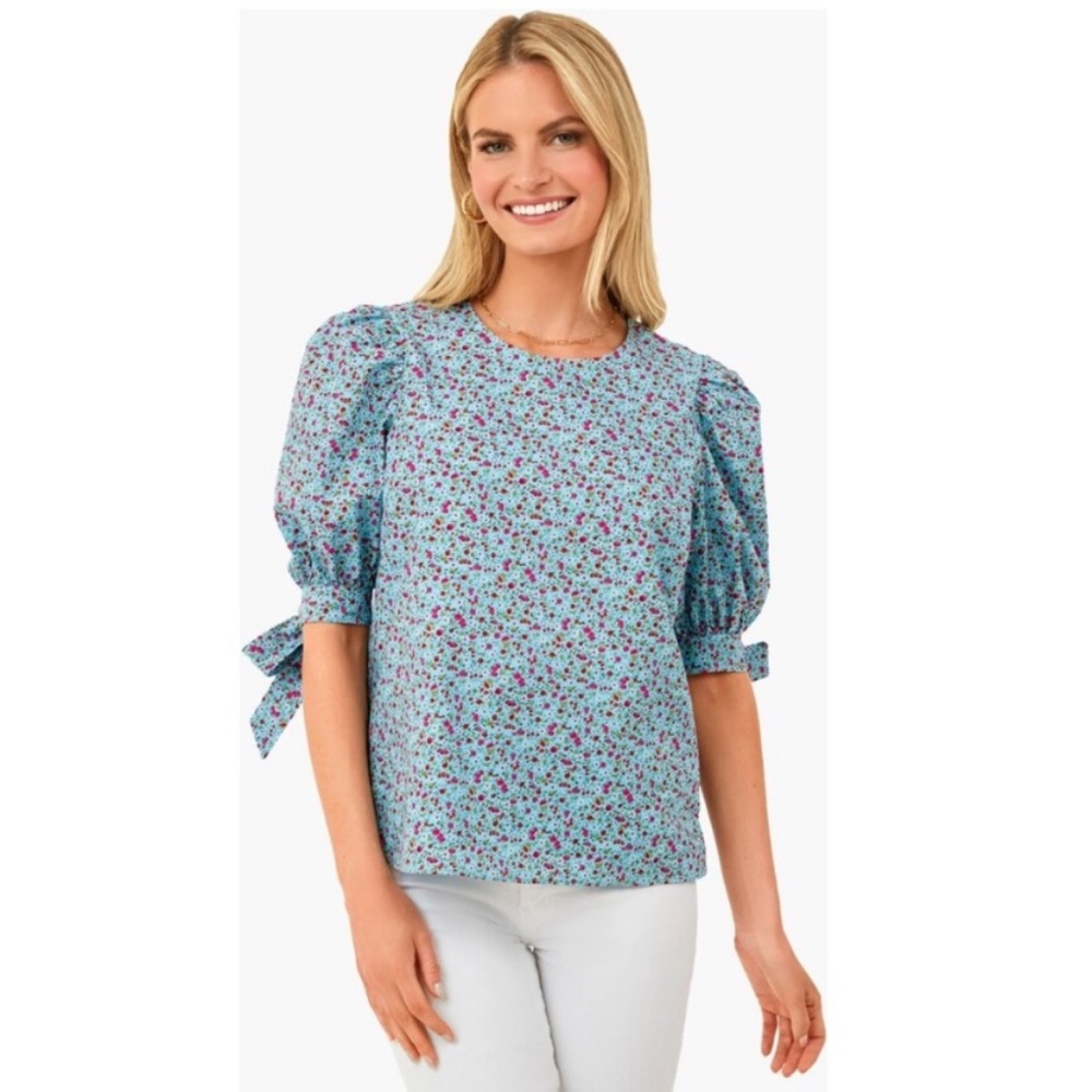 Tuckernuck Hyacinth House Blue Ditsy Floral Fiona Blouse